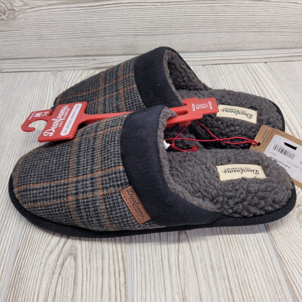 Dearfoams Cozy Comfort Memory Foam Womens Slippers Slip Slide Mule Sherpa 7-8 - Picture 3 of 7